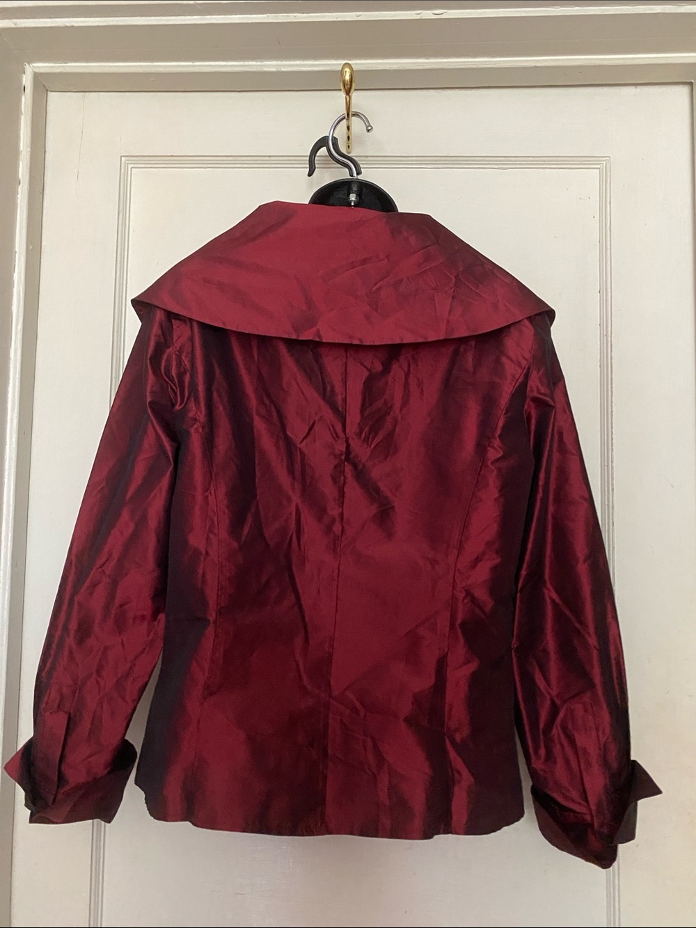 ! Lafayette 148 8 Burgundy Purple Silk Taffeta Wrap Tie Top - Picture 5 of 14